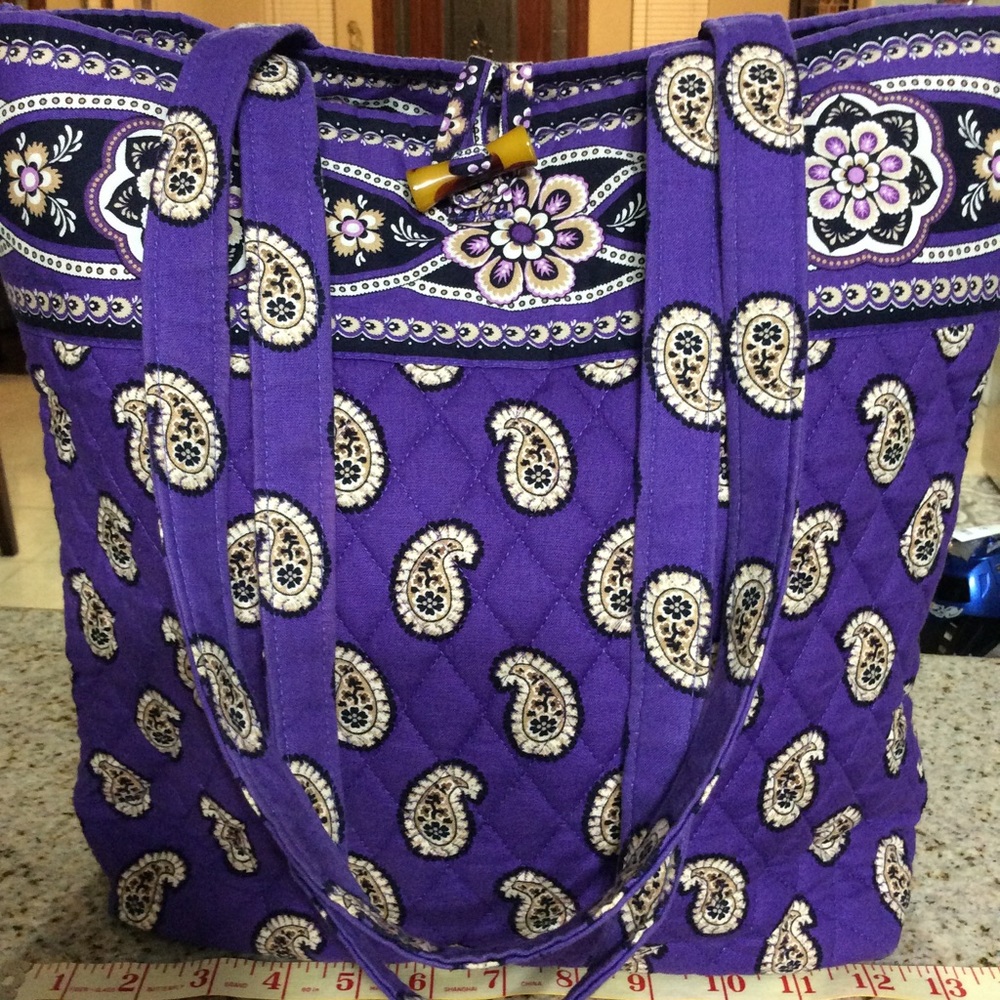 Vera Bradley NWOT Large Purple, White Paisley Tote